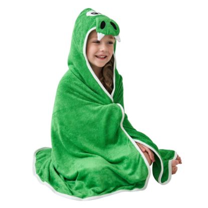 Picture of HIPHOP PANDA Hooded Towel - Rayon Made from Bamboo, Bath Towel with Bear Ears for Newborn, Babie, Toddler, Infant - Absorbent Large Baby Towel - Dinosaur, 30 x 30 Inch