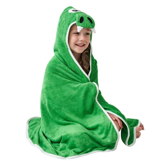 Picture of HIPHOP PANDA Hooded Towel - Rayon Made from Bamboo, Bath Towel with Bear Ears for Newborn, Babie, Toddler, Infant - Absorbent Large Baby Towel - Dinosaur, 30 x 30 Inch