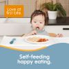 Picture of NumNum Baby Spoons Set, Baby Essentials Pre-Spoon GOOtensils for 12+ Months, First Stage Self-Feeding Spoons for Baby Led Weaning (BLW), Silicone Toddler Utensils, BPA-Free, 4 Pack Blue/Green