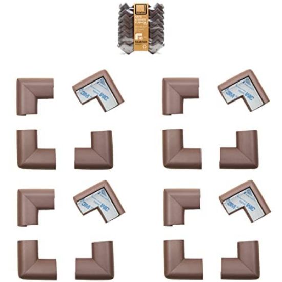 Picture of Roving Cove HeftyFit Corner Protector for Baby (16 Large Corners), Heavy-Duty Soft Rubber Foam Furniture Corner Bumper Guards, 3M Adhesive Pre-Taped, Coffee Brown