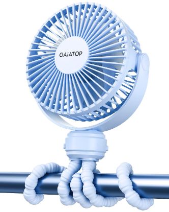Picture of Gaiatop Mini Portable Stroller Fan, Battery Operated Small Clip on, Detachable 3 Speed Rechargeable, 360° Rotate Flexible Tripod Better Cooling for Car Seat Crib Treadmill Travel Blue