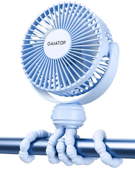 Picture of Gaiatop Mini Portable Stroller Fan, Battery Operated Small Clip on, Detachable 3 Speed Rechargeable, 360° Rotate Flexible Tripod Better Cooling for Car Seat Crib Treadmill Travel Blue