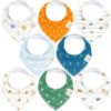 Picture of 8-Pack Organic Baby Bandana Bibs for Girls - Super Absorbent Triangle Baby Bibs for Drooling and Teething Infant, 100% Cotton Extra Soft for Newborn, Infant 0-36 Months (Builders)