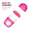 Picture of Boon Nursh Reusable Silicone Pouch Baby Bottles - Slow Flow Nipple - Silicone Baby Bottle Pouch and Nipple - Baby Feeding Essentials - Pink - 0-3 Months - 3 Count - 4 Ounce
