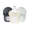 Picture of Boon Nursh Reusable Silicone Pouch Baby Bottles - Slow Flow Nipple - Silicone Baby Bottle Pouch and Nipple - Baby Feeding Essentials - Gray - 0-3 Months - 3 Count - 4 Ounce