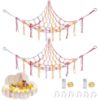 Picture of CERETIA Stuffed Animal Hammock with LED Light, 2 Packs Toy Hammock for Stuffed Animals Storage for Kids Room Decor, Stuffed Animal Hammock Corner, Rainbow