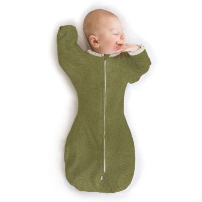 Picture of SwaddleDesigns Transitional Swaddle Sack, Arms Up Half-Length Sleeves & Mitten Cuffs, Swaddle for Newborn Transition to Baby Sleep Sack Wearable Blanket, 3-6 Month, 14-21 lb, Heathered Green Turtle