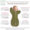 Picture of SwaddleDesigns Transitional Swaddle Sack, Arms Up Half-Length Sleeves & Mitten Cuffs, Swaddle for Newborn Transition to Baby Sleep Sack Wearable Blanket, 3-6 Month, 14-21 lb, Heathered Green Turtle