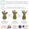 Picture of SwaddleDesigns Transitional Swaddle Sack, Arms Up Half-Length Sleeves & Mitten Cuffs, Swaddle for Newborn Transition to Baby Sleep Sack Wearable Blanket, 3-6 Month, 14-21 lb, Heathered Green Turtle