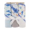 Picture of Cudlie Buttons & Stitches Baby Boy 3 Pack Rolled/Carded Hooded Towels in Jawsome Print (GS71723)