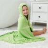 Picture of HIPHOP PANDA Hooded Towel - Rayon Made from Bamboo, Bath Towel with Bear Ears for Newborn, Babie, Toddler, Infant - Absorbent Large Baby Towel - Frog, 37.5 x 37.5 Inch