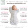 Picture of SwaddleDesigns Transitional Swaddle Sack, Arms Up Half-Length Sleeves & Mitten Cuffs, Swaddle for Newborn Transition to Baby Sleep Sack Wearable Blanket, 0-3 Month, 6-14 lb, Heathered Gray Stripes