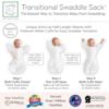 Picture of SwaddleDesigns Transitional Swaddle Sack, Arms Up Half-Length Sleeves & Mitten Cuffs, Swaddle for Newborn Transition to Baby Sleep Sack Wearable Blanket, Medium, 3-6 Month, 14-21 lb, Sterling Dots