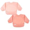 Picture of Tiny Twinkle Mess Proof Baby Bib |2 Pack Waterproof Smock Bib for Eating, Machine Washable Full Sleeve with Pocket (Peach Terracotta, Small 6-24 Months)