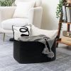Picture of Goodpick Large Blanket Basket Living Room, 21.6" x 14.9" x 11.8" Woven Storage Basket for Blankets, Toys, Rectangle Rope Dirty Clothes Baskets for Nursery, Bedroom, Black