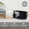 Picture of Goodpick Large Blanket Basket Living Room, 21.6" x 14.9" x 11.8" Woven Storage Basket for Blankets, Toys, Rectangle Rope Dirty Clothes Baskets for Nursery, Bedroom, Black