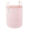 Picture of XUANGUO Cotton Rope Laundry Basket Hamper for Girls Kids Baby Nursery Hamper Bin Woven Storage Basket for Living Room Girls room Boho Tall Rope Baskets for Blanket Toys Large light pink