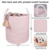 Picture of XUANGUO Cotton Rope Laundry Basket Hamper for Girls Kids Baby Nursery Hamper Bin Woven Storage Basket for Living Room Girls room Boho Tall Rope Baskets for Blanket Toys Large light pink