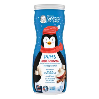 Picture of Gerber Baby Snacks, Grain & Grow Puffs, Apple Cinnamon, 1.48 Oz - 6 Pack