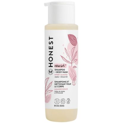 Picture of The Honest Company 2-in-1 Cleansing Shampoo + Body Wash | Gentle for Baby | Naturally Derived, Tear-free, Hypoallergenic | Sweet Almond Nourish, 18 fl oz