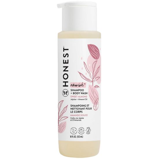 Picture of The Honest Company 2-in-1 Cleansing Shampoo + Body Wash | Gentle for Baby | Naturally Derived, Tear-free, Hypoallergenic | Sweet Almond Nourish, 18 fl oz