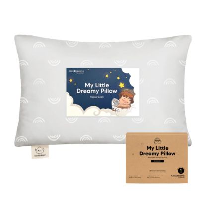Picture of KeaBabies Toddler Pillow 13x18 - Soft Organic Cotton Kids Travel Bed Pillows for Sleeping, School, Nap, Machine Washable, Toddlers 2 to 5, Pillowcase Sold Separately (Gray Rainbow)