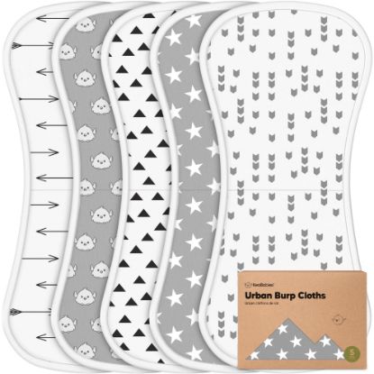 Picture of Organic Burp Cloths Baby Boy & Girl - 5-Pack Super Absorbent Cotton Burping Cloths for Babies, Soft & Plush Newborn Spit Up Rags, Infant Towels for Milk Spit Up, Unisex,Large 21" x 10"(Grayscape)