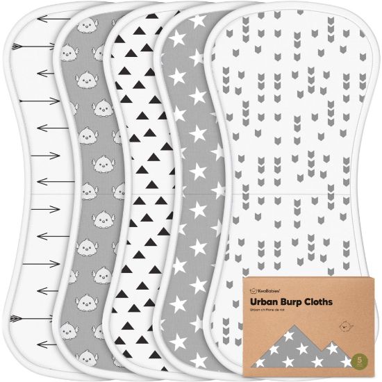 Picture of Organic Burp Cloths Baby Boy & Girl - 5-Pack Super Absorbent Cotton Burping Cloths for Babies, Soft & Plush Newborn Spit Up Rags, Infant Towels for Milk Spit Up, Unisex,Large 21" x 10"(Grayscape)