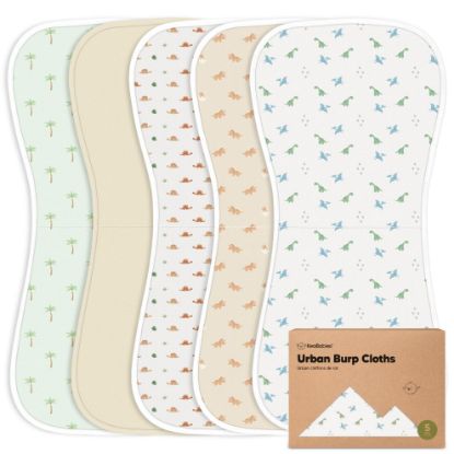 Picture of Organic Burp Cloths for Baby Boys and Girls - 5-Pack Super Absorbent Burping Cloth, Burp Clothes, Soft & Plush, Newborn Milk Spit Up Rags, Burpy Cloth Bib for Unisex, Burping Rags (Roarsome)