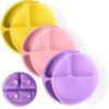 Picture of WeeSprout Suction Plates with Lids for Babies & Toddlers - 100% Silicone, Dinnerware Stays Put, Divided Design for Picky Eaters, Microwave & Dishwasher Friendly, 3 Pack