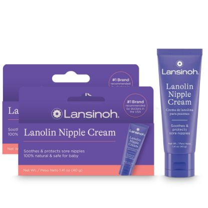 Picture of Lansinoh Lanolin Nipple Cream Safe for Breastfeeding Baby, 100% Natural Nipple Butter for Mom, Breastfeeding Essentials, 1.41 Ounces (2 Pack)
