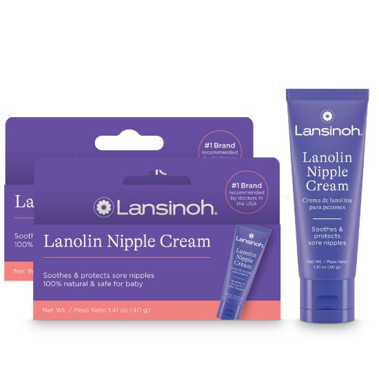 Picture of Lansinoh Lanolin Nipple Cream Safe for Breastfeeding Baby, 100% Natural Nipple Butter for Mom, Breastfeeding Essentials, 1.41 Ounces (2 Pack)