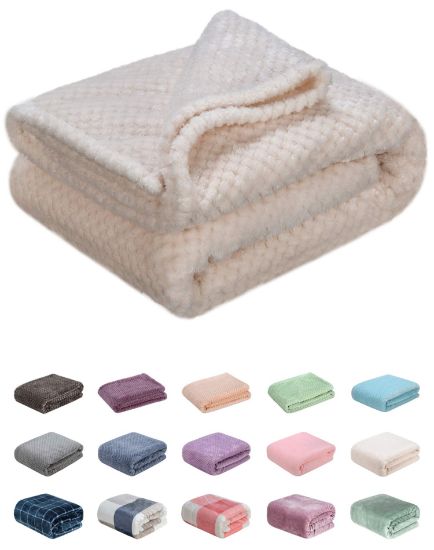 Picture of Fuzzy Throw Blanket, Plush Fleece Blankets for Adults, Toddler, Boys and Girls, Warm Soft Blankets and Throws for Bed, Couch, Sofa, Travel and Outdoor, Camping (40Wx60L, M-Cream)