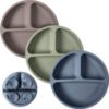 Picture of WeeSprout Suction Plates for Babies & Toddlers - 100% Silicone, Dinnerware Stays Put, Divided Design for Picky Eaters, Microwave & Dishwasher Friendly, 3 Pack
