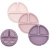 Picture of WeeSprout Suction Plates for Babies & Toddlers - 100% Silicone, Dinnerware Stays Put, Divided Design for Picky Eaters, Microwave & Dishwasher Friendly, 3 Pack (Matte Pink, Purple & Blush Pink)