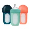 Picture of Boon Nursh Reusable Silicone Pouch Baby Bottles - Medium Flow Nipple - Silicone Baby Bottle Pouch and Nipple - Baby Feeding Essentials - Mint - 3-6 Months - 3 Count - 8 Ounce