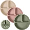 Picture of WeeSprout Suction Plates for Babies & Toddlers - 100% Silicone, Dinnerware Stays Put, Divided Design for Picky Eaters, Microwave & Dishwasher Friendly, 3 Pack