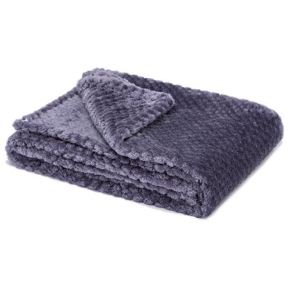 Picture of Fuzzy Blanket or Fluffy Blanket for Baby Girl or boy, Soft Warm Cozy Coral Fleece Toddler, Infant or Newborn Receiving Blanket for Crib, Stroller, Travel, Decorative (40Wx60L, M-Grape Purple)