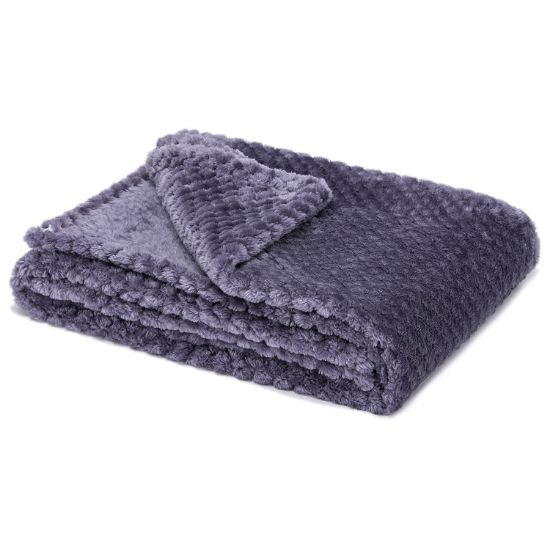 Picture of Fuzzy Blanket or Fluffy Blanket for Baby Girl or boy, Soft Warm Cozy Coral Fleece Toddler, Infant or Newborn Receiving Blanket for Crib, Stroller, Travel, Decorative (40Wx60L, M-Grape Purple)