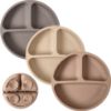 Picture of WeeSprout Suction Plates for Babies & Toddlers - 100% Silicone, Dinnerware Stays Put, Divided Design for Picky Eaters, Microwave & Dishwasher Friendly, 3 Pack