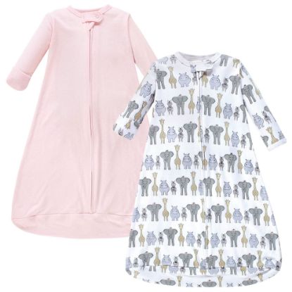Picture of Hudson Baby Unisex Baby Cotton Long-Sleeve Wearable Sleeping Bag, Sack, Blanket, Pink Safari, 0-3 Months