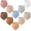 Picture of Konssy Muslin Baby Bibs 10 Pack Baby Bandana Drool Bibs 100% Cotton for Unisex Boys and Girls, Soft Absorbent Set for Teething and Drooling