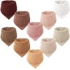 Picture of Konssy Muslin Baby Bibs 10 Pack Baby Bandana Drool Bibs 100% Cotton for Unisex Boys and Girls, Soft Absorbent Set for Teething and Drooling