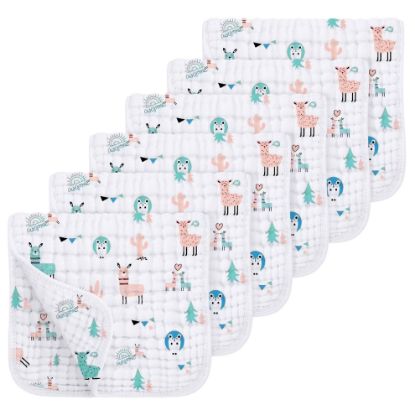 Picture of Looxii Muslin Burp Cloths 100% Cotton Muslin Cloths Large 20''x10'' Extra Soft and Absorbent 6 Pack Baby Burping Cloth for Boys and Girls (Alpaca)