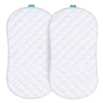 Picture of Bassinet Mattress Pad Cover Compatible with Halo BassiNest Swivel Sleeper, 2 Pack, Waterproof Quilted Ultra Soft Viscose Made from Bamboo Terry Surface, Breathable and Easy Care