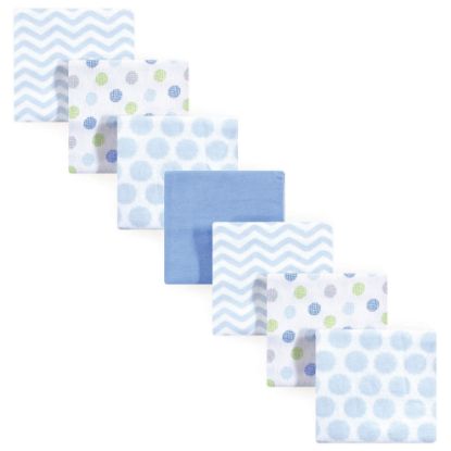 Picture of Luvable Friends Unisex Baby Cotton Flannel Receiving Blankets, Blue Dots 7-Pack, One Size