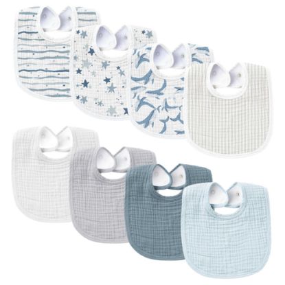 Picture of Konssy Muslin Baby Bibs 8 Pack Baby Bandana Drool Bibs Cotton for Unisex Boys and Girls, Soft Absorbent Set for Teething and Drooling