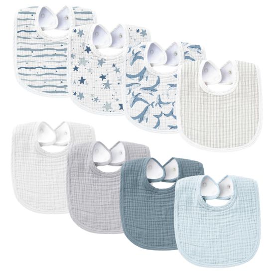 Picture of Konssy Muslin Baby Bibs 8 Pack Baby Bandana Drool Bibs Cotton for Unisex Boys and Girls, Soft Absorbent Set for Teething and Drooling