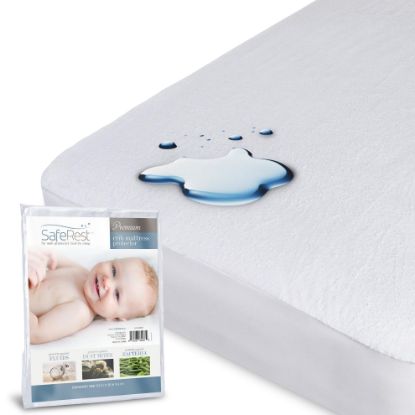 Picture of SafeRest Waterproof Crib Size Mattress Protector - Fitted with Stretchable Pockets - Machine Washable Cotton Mattress Cover for Bed