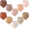 Picture of Konssy Muslin Baby Bibs 10 Pack Baby Bandana Drool Bibs 100% Cotton for Unisex Boys and Girls, Soft Absorbent Set for Teething and Drooling
